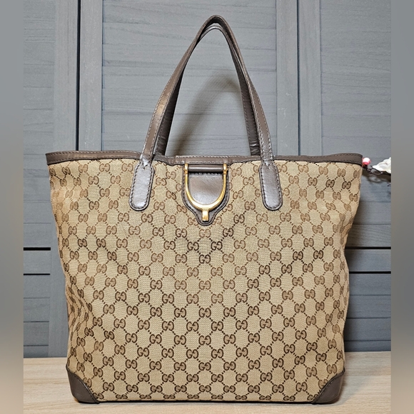 Authentic GUCCI Supreme Monogram GG Canvas Stirrup Large Tote - Picture 1 of 12